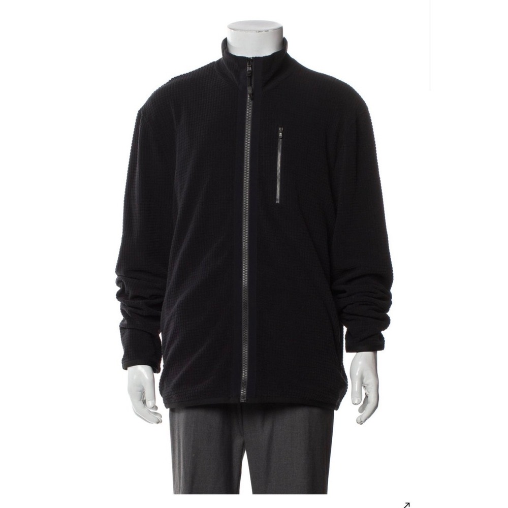 Y/osemite James Perse Mens XXL Black Waffle Knit Full Zip Fleece Jacket